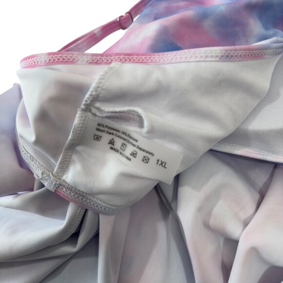 Unbranded Swim Top Womens SZ 1XL Plus Size Tie-Dye Flowy Tank Top Padded Cups - Picture 3 of 10